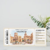 Valencia Spain Trip Boarding Pass Ticket Kaart (Staand voorkant)
