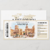 Valencia Spain Trip Boarding Pass Ticket Kaart (Voorkant / Achterkant)