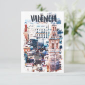 Valencia Spanje Architectuur Waterverf Stad Kaart (Staand voorkant)