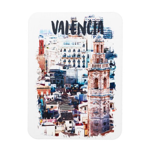 Valencia Spanje Architectuur Waterverf Stad Magneet (Verticaal)