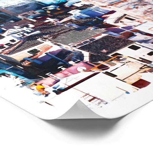 Valencia Spanje Architectuur Waterverf Stad Poster (Hoek)