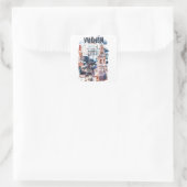 Valencia Spanje Architectuur Waterverf Stad Vierkante Sticker (Tas)