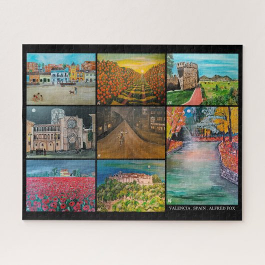 Valencia Spanje Collage Schilderij van Alfred Fox Legpuzzel (Horizontaal)