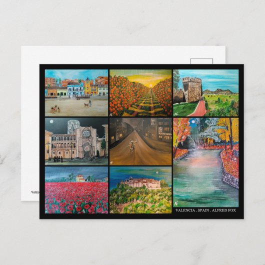 Valencia Spanje Collage Schilderijen van Alfred Fo Briefkaart (Voorkant / Achterkant)