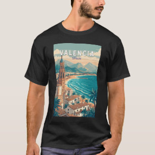 Valencia Spanje Illustratie Reizen Art Vintage T-shirt