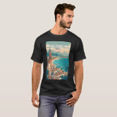 Valencia Spanje Illustratie Reizen Art Vintage T-shirt (Voorkant volledig)