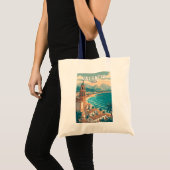 Valencia Spanje Illustratie Reizen Art Vintage Tote Bag (Voorkant (product))