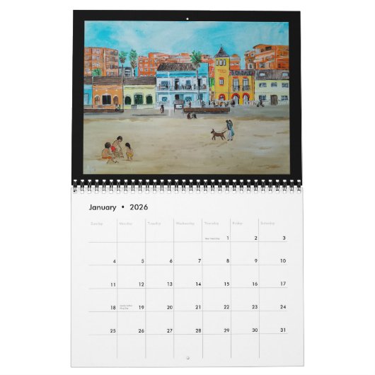 Valencia Spanje Kunst van Alfred Fox Kalender (Jan 2026)