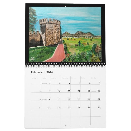 Valencia Spanje Kunst van Alfred Fox Kalender (Feb 2026)