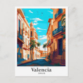 Valencia Spanje Kunst Vintage Reizen Illustratie Briefkaart (Voorkant)