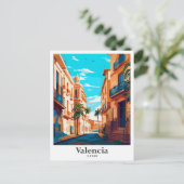 Valencia Spanje Kunst Vintage Reizen Illustratie Briefkaart (Staand voorkant)
