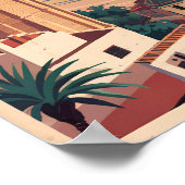 Valencia Spanje Kust Illustratie Reis Kunst Retro Poster (Hoek)