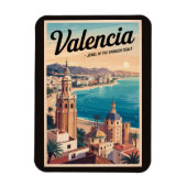 Valencia Spanje Kust Illustratie Reizen Art Retro Magneet (Verticaal)