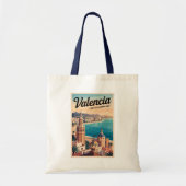 Valencia Spanje Kust Illustratie Reizen Art Retro Tote Bag (Voorkant)