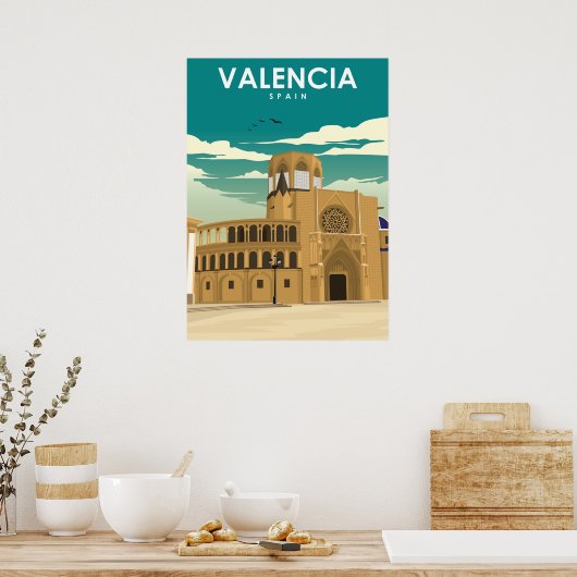 Valencia Spanje  minimumreisposter Poster (Keuken)