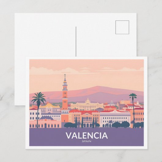 Valencia Spanje Oude Stad Pastelreizen Briefkaart (Voorkant / Achterkant)