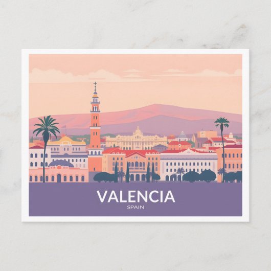 Valencia Spanje Oude Stad Pastelreizen Briefkaart (Voorkant)