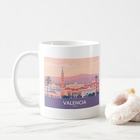Valencia Spanje Oude Stad Pastelreizen Koffiemok (Met donut)