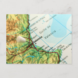 Valencia, Spanje Pin Map Briefkaart