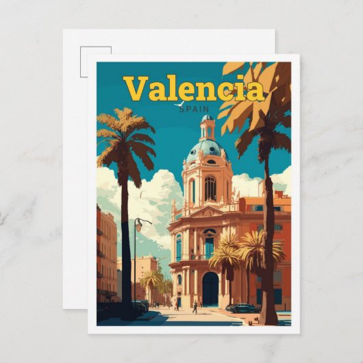 Valencia Spanje Reizen  Illustratie Briefkaart (Voorkant / Achterkant)