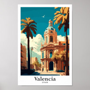 Valencia Spanje Reizen  Illustratie Poster