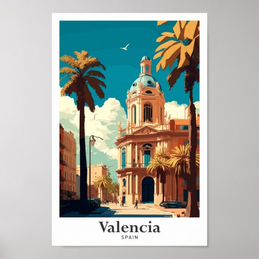 Valencia Spanje Reizen  Illustratie Poster (Voorkant)