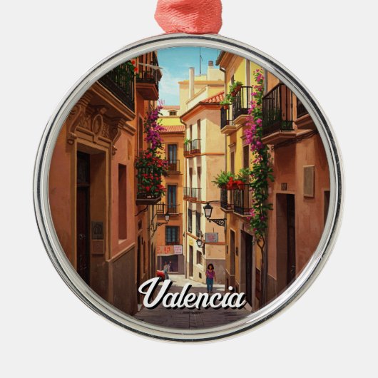 Valencia Spanje Reizen Metalen Ornament (Voorkant)