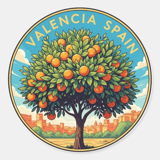 Valencia Spanje Reizen Ronde Sticker (Voorkant)