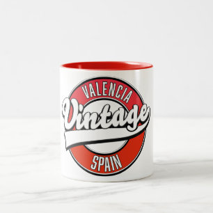 valencia spanje retro - stijl logo tweekleurige koffiemok