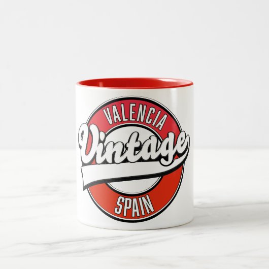 valencia spanje retro - stijl logo tweekleurige koffiemok (Center)