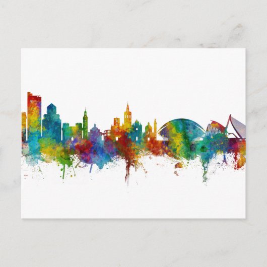 Valencia Spanje Skyline Briefkaart (Voorkant)