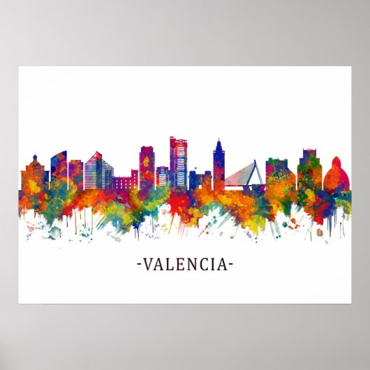 Valencia Spanje Skyline Poster (Voorkant)