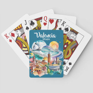 Valencia Spanje Stadsgezicht Aquarel Reis Maatwerk Pokerkaarten