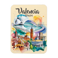 Valencia Spanje Stadslandschap Aquarel Reis Aangep
