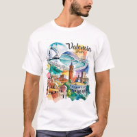 Valencia Spanje Stadslandschap Aquarel Reis Aangep