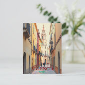 Valencia Spanje Travel Art Vintage Briefkaart (Staand voorkant)