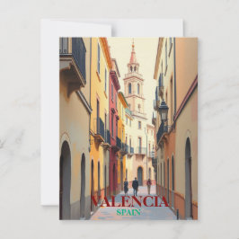 Valencia Spanje Travel Art Vintage Briefkaart