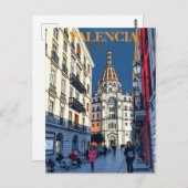Valencia Spanje Travel Art Vintage Briefkaart (Voorkant / Achterkant)