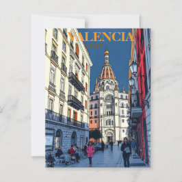 Valencia Spanje Travel Art Vintage Briefkaart