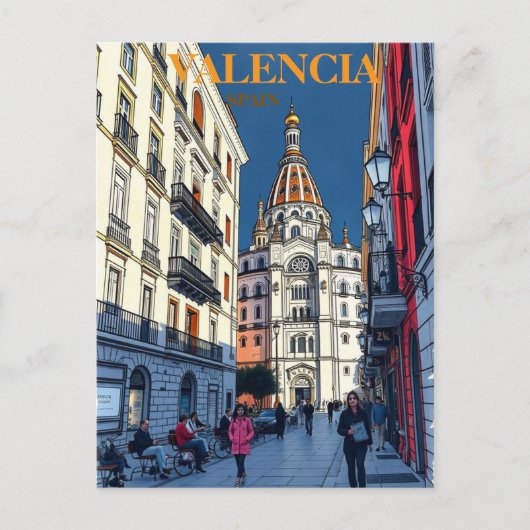 Valencia Spanje Travel Art Vintage Briefkaart (Voorkant)