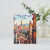 Valencia Spanje Travel Art Vintage Briefkaart (Staand voorkant)
