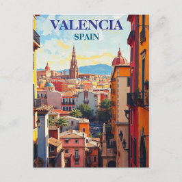 Valencia Spanje Travel Art Vintage Briefkaart