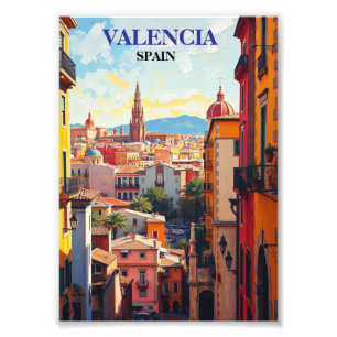 Valencia Spanje Travel Art Vintage Foto Afdruk