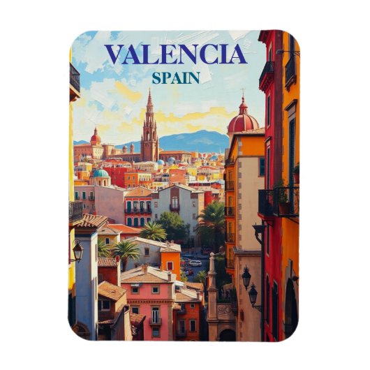 Valencia Spanje Travel Art Vintage Magneet (Verticaal)