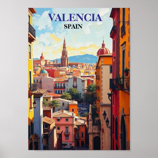 Valencia Spanje Travel Art Vintage Poster (Voorkant)