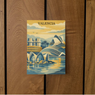 Valencia Spanje Vintage - Minimalistisch Kleurrijk Kaart