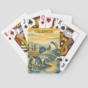 Valencia Spanje Vintage - Minimalistisch Kleurrijk Pokerkaarten