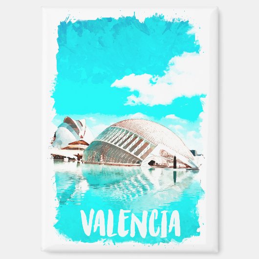 Valencia Spanje Waterverf L’Hemisfèric Magneet (Voorkant)