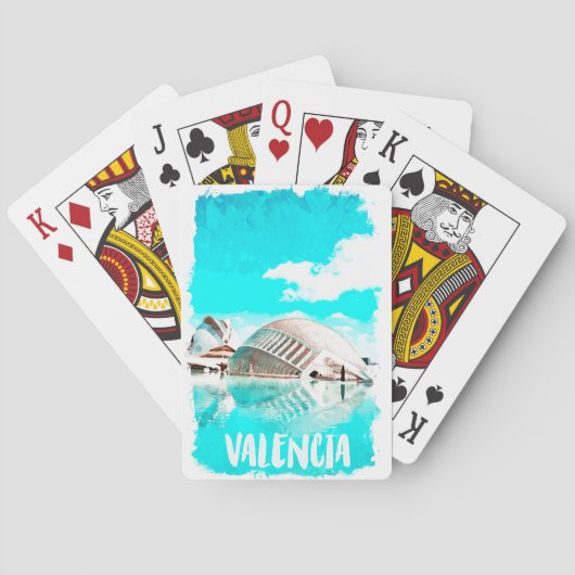 Valencia Spanje Waterverf L’Hemisfèric Pokerkaarten (Achterkant)