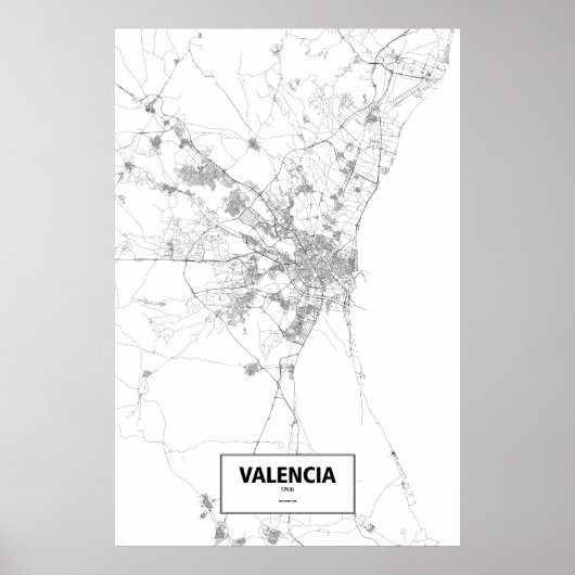 Valencia, Spanje (zwart op wit) Poster (Voorkant)